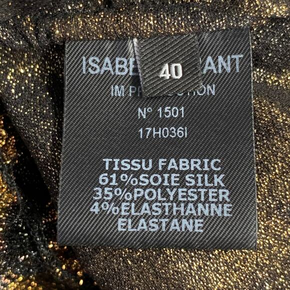 ISABEL MARANT Size S Brown Black Metallic Silk Blend Animal Print Dress Top - Picture 8 of 9